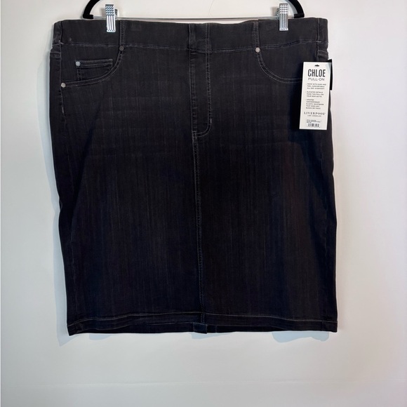 Liverpool Los Angeles Zora Denim Knit Pencil Skirt Dark Grey 24W - Picture 1 of 15